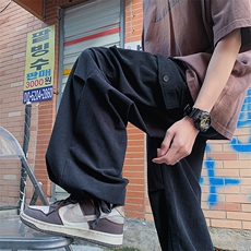 美式复古多口袋工装裤男款春季潮牌小众宽松灯芯绒阔腿裤，男装工装外套，星座410-7