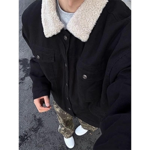 现货加绒牛仔棉服男冬季棉衣外套羊羔绒翻领夹克毛领MY1089-P110图片