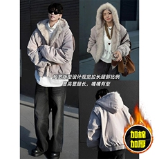 现货高品质美式高街冬季重磅硬挺短款座山雕毛领棉衣男女加厚外套，男装棉衣，电商A486-1