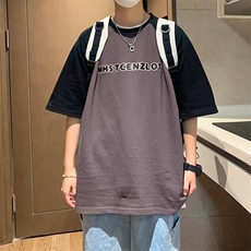 2023春夏季新款男纯棉拼色印花五分短袖T341P32，男装T恤，星座1116-2