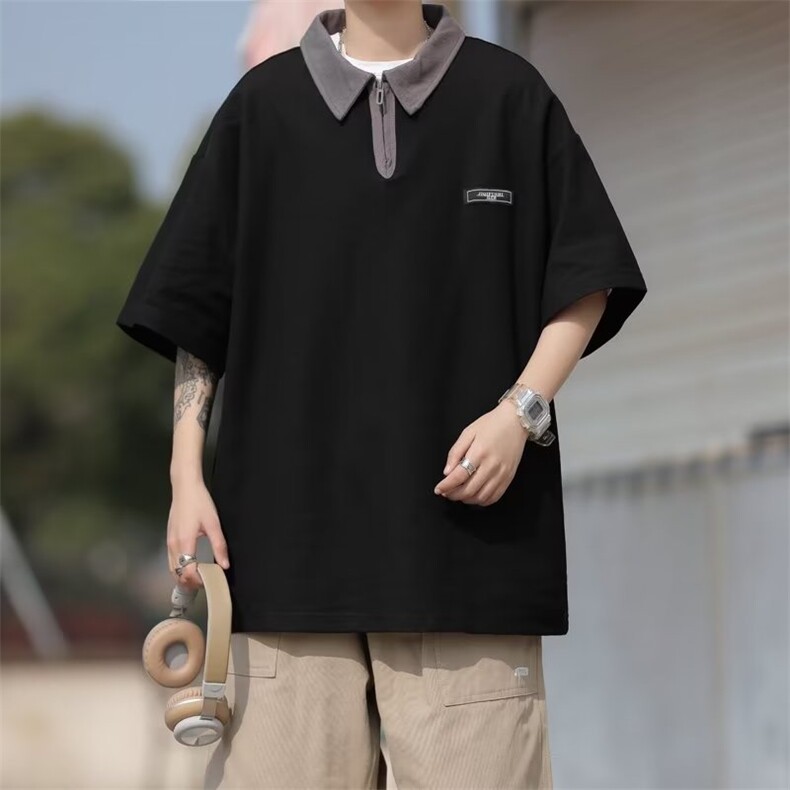 翻领短袖T恤男简约百搭休闲打底五分袖POLO衫JQ607P28,男装Polo衫,星座1116-2