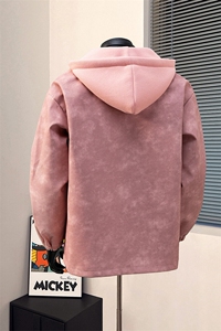 1PU皮假两件复古做旧面料金属装饰大码M-5XL夹克男JK77767P108控图片
