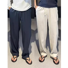 天丝亚麻夏季老钱风休闲裤子男宽松轻奢长裤子K331-P50，男装休闲裤，星座1004-3