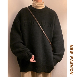 秋冬美拉德字母钢印圆领毛衣男休闲大码ins套头毛线衫MY106-P45图片