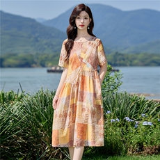 2880时尚印花连衣裙，女装连衣裙，罗得堡