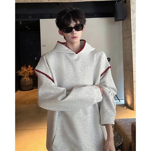 WY10155-特P48 控88新款连帽贝壳绣花麦穗提花大码男宽松情侣卫衣图片