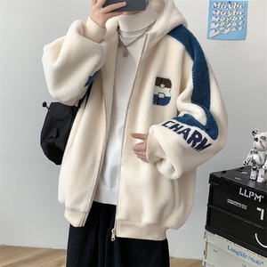 冬装青少年加绒加厚棉衣休闲羊羔绒连帽外套男女 919-P110控价158图片