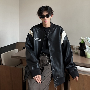 韩版潮流帅气皮衣男青年机车服皮夹克宽松外套  A071-P02-P108图片