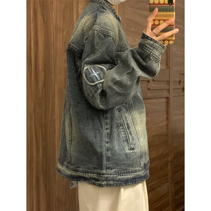 【有货】美式复古水洗做旧牛仔外套男女春秋短款夹克W353WW-特P75图片