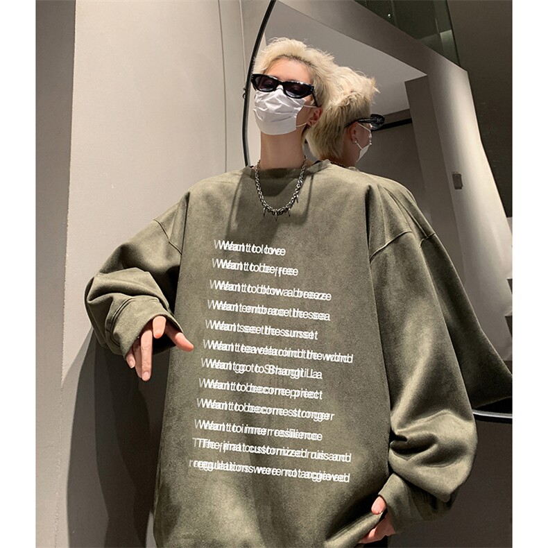 抖音得物供货提供视频秋冬重磅美式麂皮绒圆领卫衣JY323,男装卫衣,电商A486