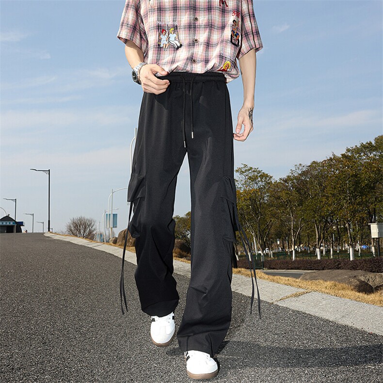 8XL-M工装裤男冰丝垂感降落伞速干休闲阔腿美式运动裤夏K9134P48,男装休闲裤,电商D206-1