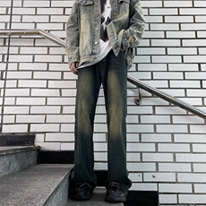 复古牛仔裤男裤子潮牌男生美式高街长裤男款直筒裤N0862-P43，男装牛仔裤，星座308B-1