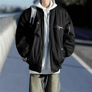 秋冬款美式工装设计感加厚棒球服棉服男宽松bomber飞行服外套夹克图片
