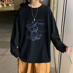 CX24-P25大码长袖t恤男春季新款打底衫男港风圆领卫衣男,男装T恤,电商B367