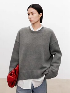 2025年秋季常规款套头长袖单件时尚百搭通勤，女装针织衫/毛衣，半城羊绒