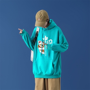 L2409P48中性模特新款卫衣男装宽松港风日系外套连帽衣服宽松卫衣图片