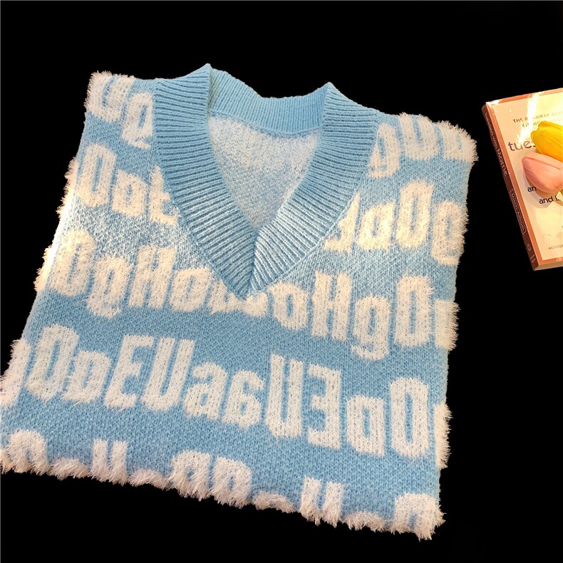 秋冬情侣款新款针织衫圆领毛衣男装港风宽松背心X5576-P60控78,男装背心/马甲,电商A061-1