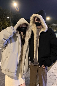 情侣装冬装24棉服座山雕男女装冬季痞帅毛领连帽棉衣外套S366P148图片