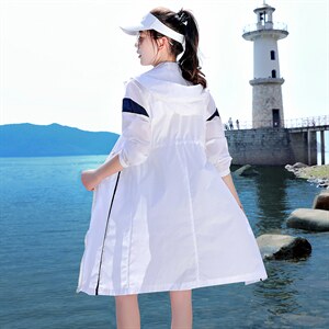防晒衣女款夏季中长款防晒衫2024年新款薄款长风衣外套防晒服女夏,女装防晒衣,浙宝281