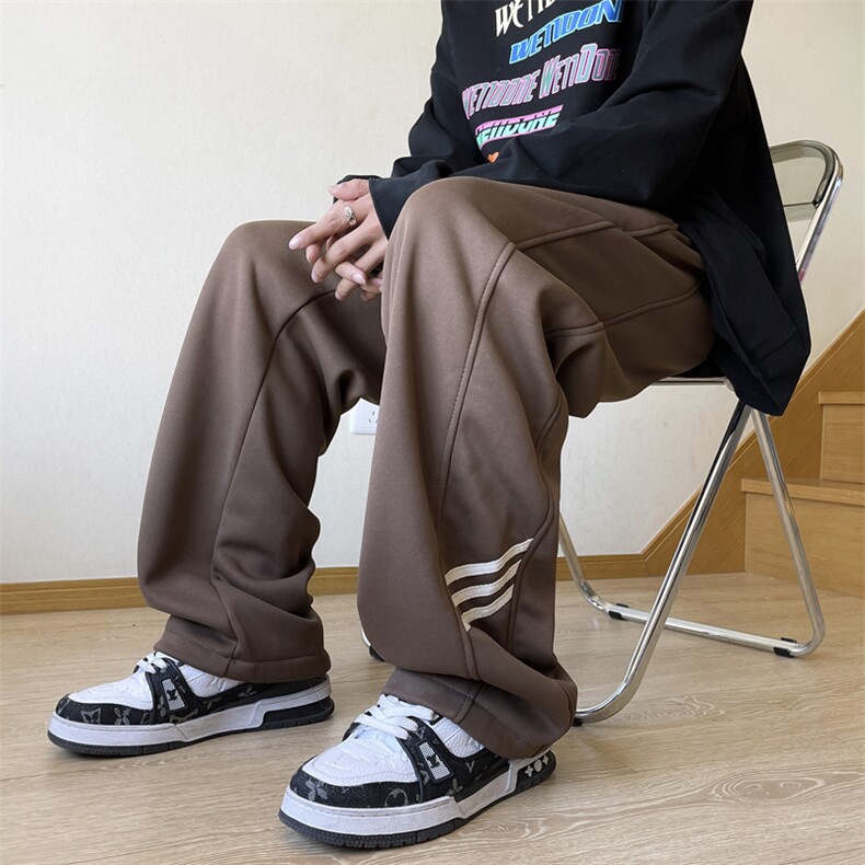 高品质秋款男休闲卫裤三条杠条纹直筒宽松长裤h115P35,男装休闲裤,星座1013-1