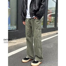 【网图现货】美式复古多口袋工装裤男直筒水洗宽松休闲K964/P55，男装休闲裤，星座205-3