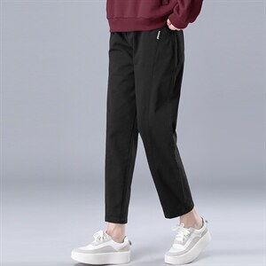 新款高腰显瘦休闲裤女加厚保暖弹力百搭长裤图片