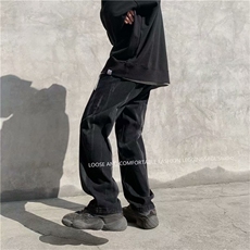 炸街牛仔裤男嘻哈hiphop高街阔腿宽松直筒裤潮流痞帅裤NK508-p40，男装牛仔裤，星座1008-2