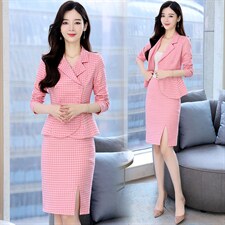 现货2023秋季时尚简约大方气质优雅收腰显瘦休闲修身潮流两件套，女装套装/套裙，三木叶子