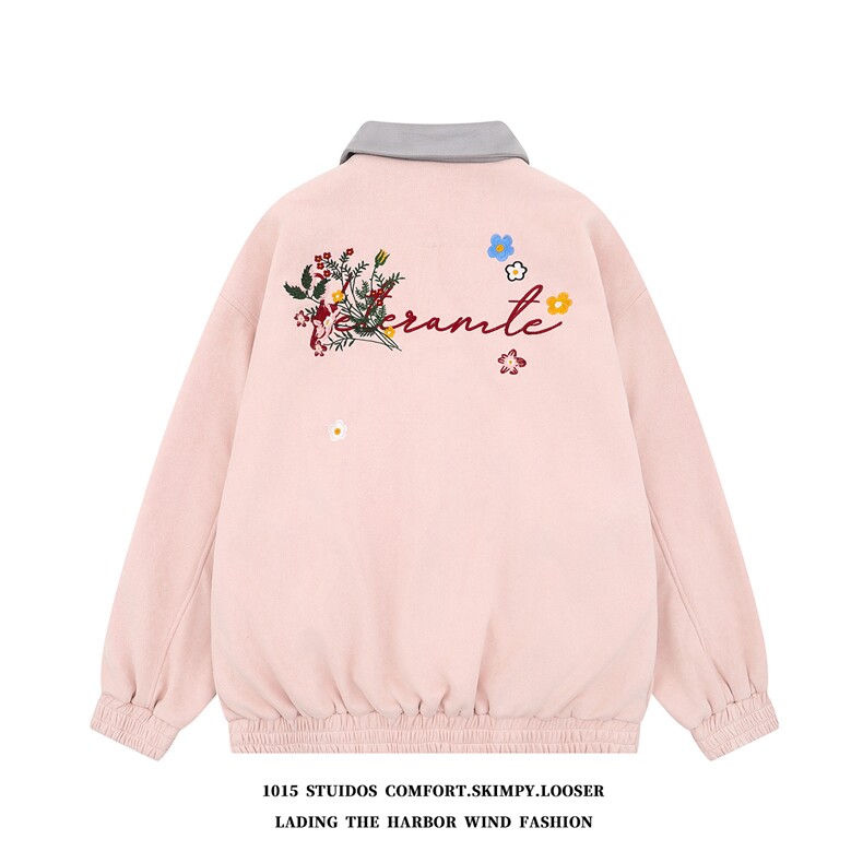 2025秋季彩色花卉刺绣麂皮绒夹克潮牌情侣外套1015-JK138-P128,男装夹克,四季星座1015