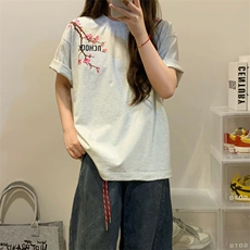 万针全刺绣工艺抖音得物高品质260克重磅纯棉双纱美式高街短袖T恤，男装T恤，电商A486