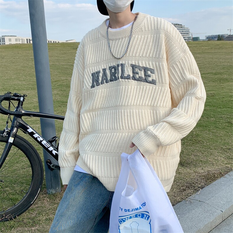 美式复古圆领套头情侣毛衣潮牌宽松休闲针织衫MY0727-P48图片
