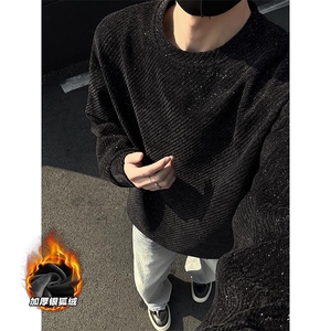 520g高克重雪尼尔斜纹加绒银狐绒长袖卫衣男W5064J加绒-特P40控78图片
