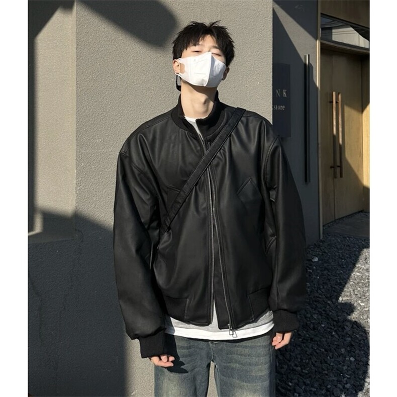 网图春季常规PU皮外套cleanfit廓形飞行员夹克短款皮衣J2534-P80，男装皮衣，星座1213