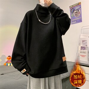 21冬季男士纯色贴标加绒加厚打底衫长袖高领T恤T201P45限68,男装卫衣,电商A089-1