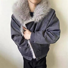 美式高街座山雕棉服男款冬季加厚连帽毛领外套高级感痞帅夹克棉衣，男装夹克，星座506A