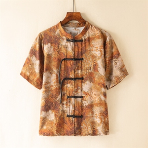 挂拍新中式提花风潮T恤短袖大码盆扣汉服时尚唐装T2411-P58图片
