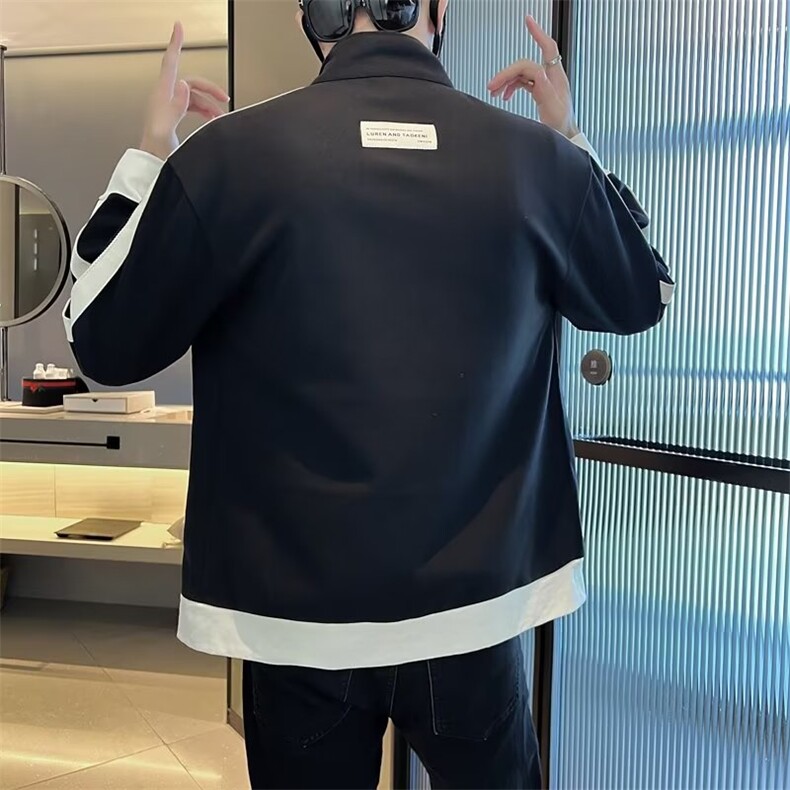 立领运动外套男2023秋季新款拼接撞色上衣开衫JK006P65,男装针织衫/毛衣,星座1116-2
