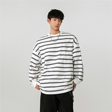 1可二开高品质条纹卫衣大码M-5XL卫衣男97%棉3%氨纶77943P50控78，男装卫衣，星座226-2