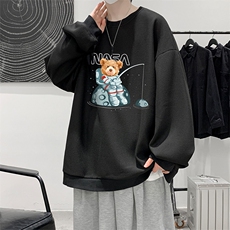华夫格卫衣圆领卫衣男大码长袖t恤男外套HW76251-P30加绒款-P40，男装卫衣，电商A040