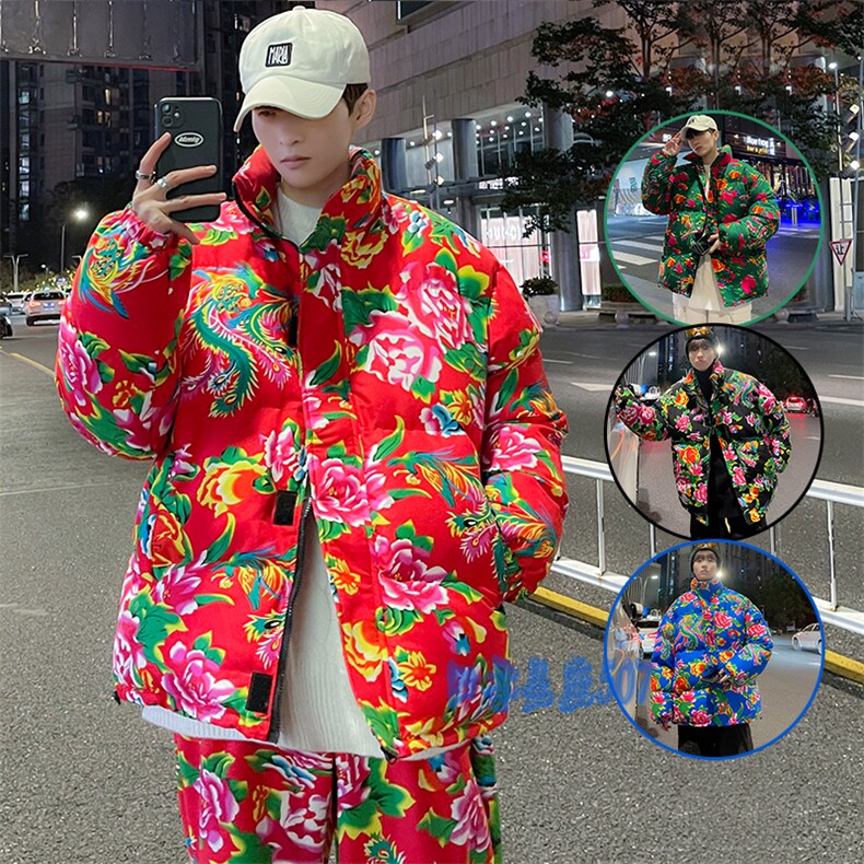 MY203东北大花风民族特色花棉袄棉衣保暖面包服大码男女棉服图片