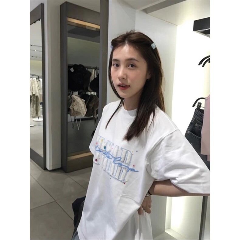 万针全刺绣工艺抖音得物高品质260克重磅纯棉双纱美式高街短袖T恤,男装T恤,电商A486