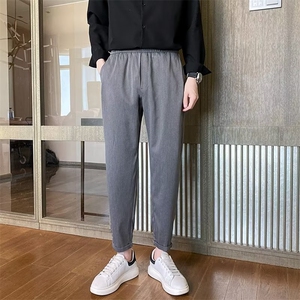 休闲裤春秋季长裤潮流痞帅垂感西裤韩版修身裤子男小脚九分裤K887图片