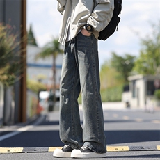 牛仔裤男女潮牌做旧水洗显瘦vibe高街直筒阔腿长裤子K616P50，男装牛仔裤，电商D325