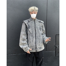 复古拼接短款牛仔外套欧美街头cleanfit机车服夹克男JK8636，男装工装外套，星座1116A-1（原606A）