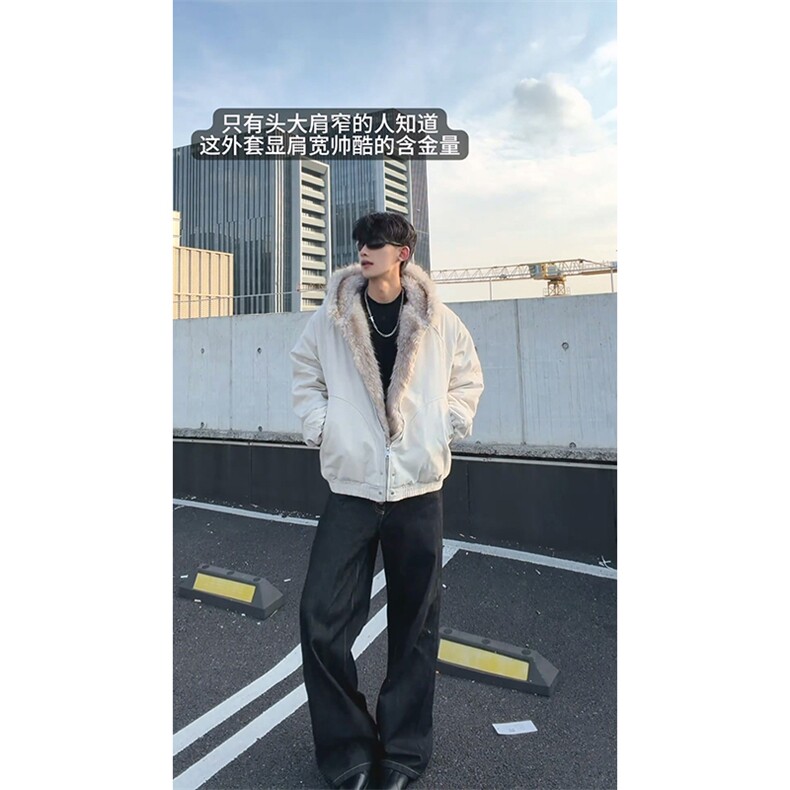 现货高品质美式高街冬季重磅硬挺短款座山雕毛领棉衣男女加厚外套,男装棉衣,电商A486
