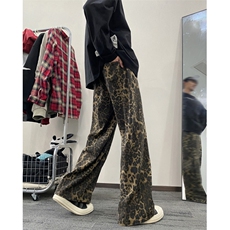 INS美式小众高街春季新款豹纹宽松牛仔裤B315-K24019-p65控88，男装牛仔裤，电商B315