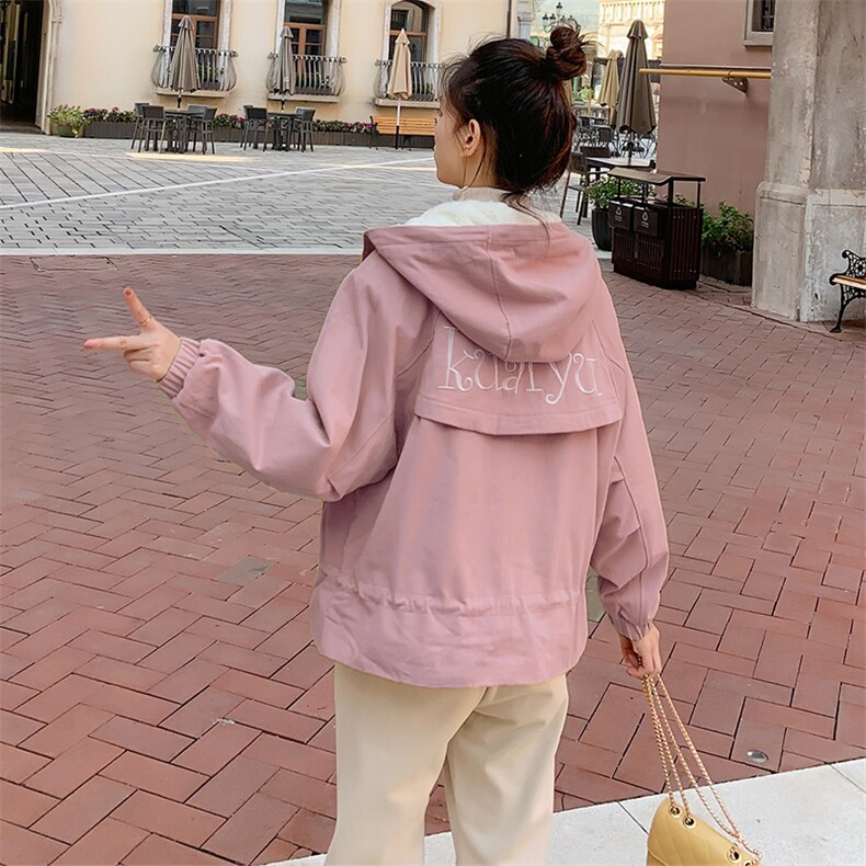 现货已的款冬季女宽松工装羊羔毛加厚棉服16089923,女装棉衣/棉服,艾青服饰
