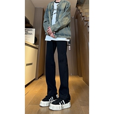 现货黑色拉链毛边修身直筒牛仔裤男XZ205-K5813-K5816-P50控78，男装牛仔裤，星座205