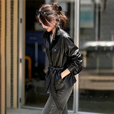 翻领短款皮夹克女宽松复古气质百搭秋冬外套女2026秋季PU，女装皮衣，美拉德工厂直营店