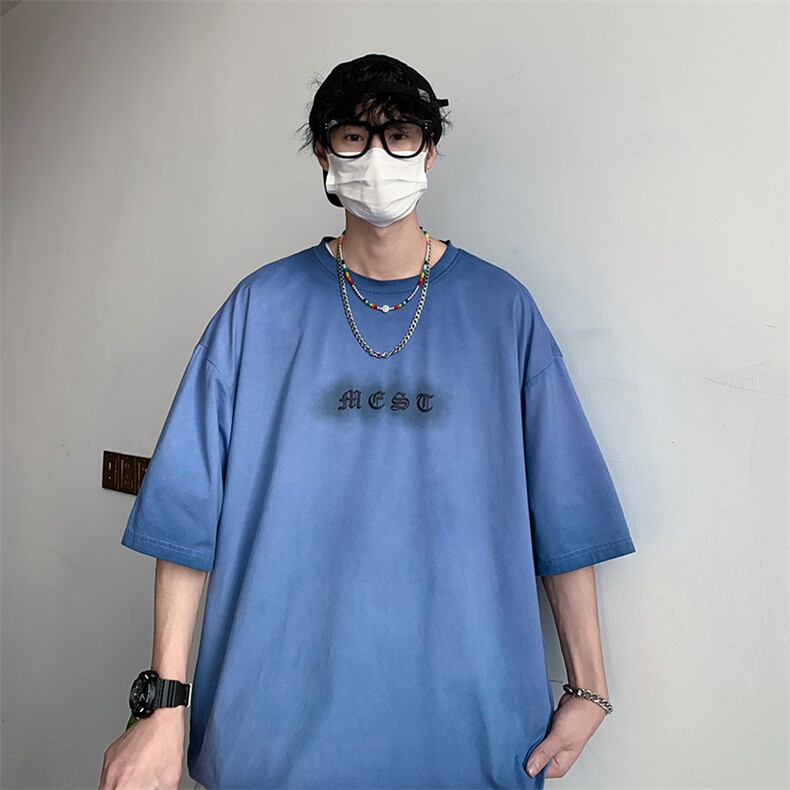 新款短袖港风模特潮牌纯棉手感落肩宽松胖子T恤TC3127-P33控48,男装T恤,星座717